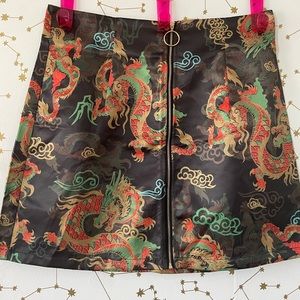 Dragon Print zip up skirt